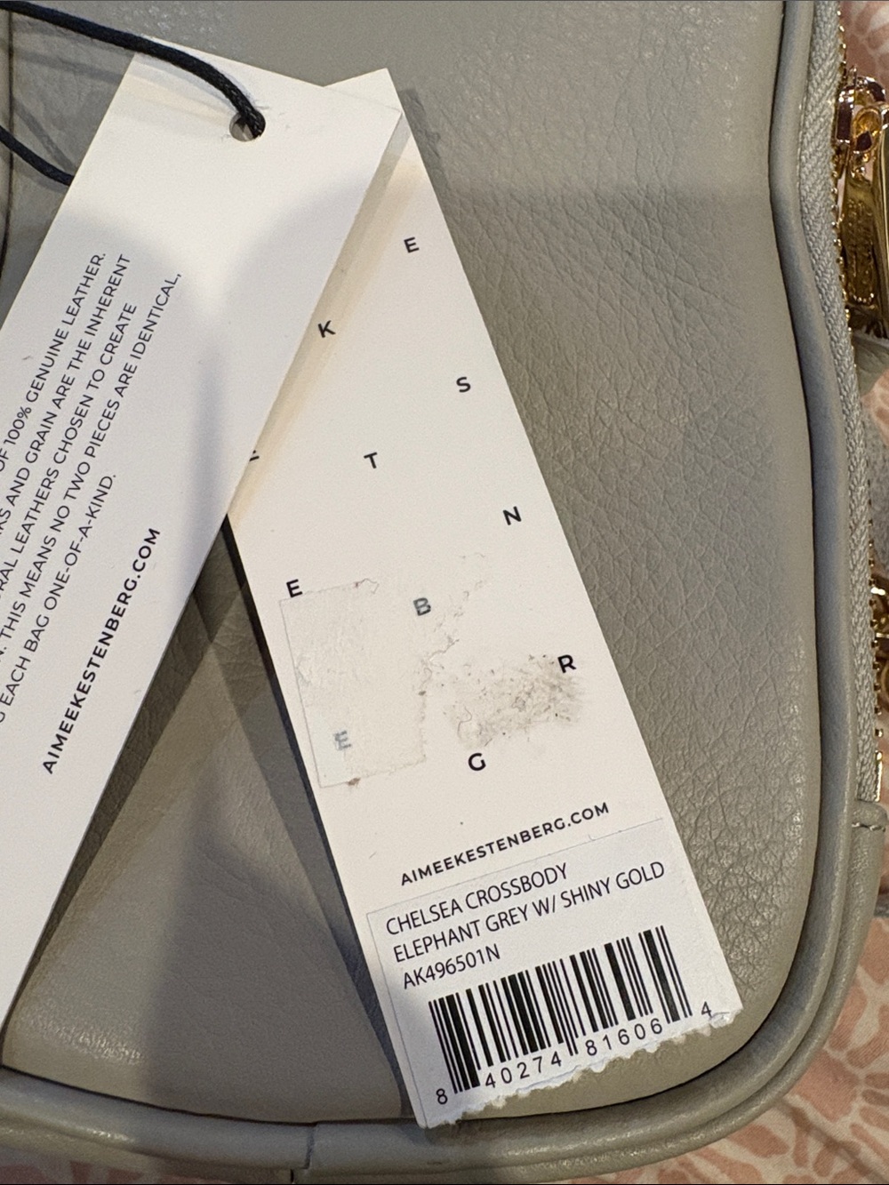Aime Leon Dore Crossbody Bag In Light Gray With Gold Chain View 2